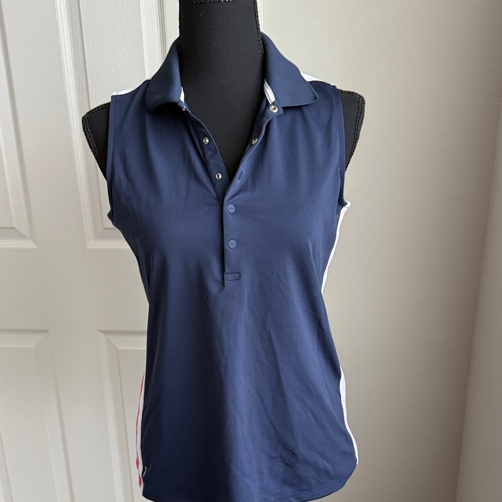 Navy Sleeveless Polo Tank Top